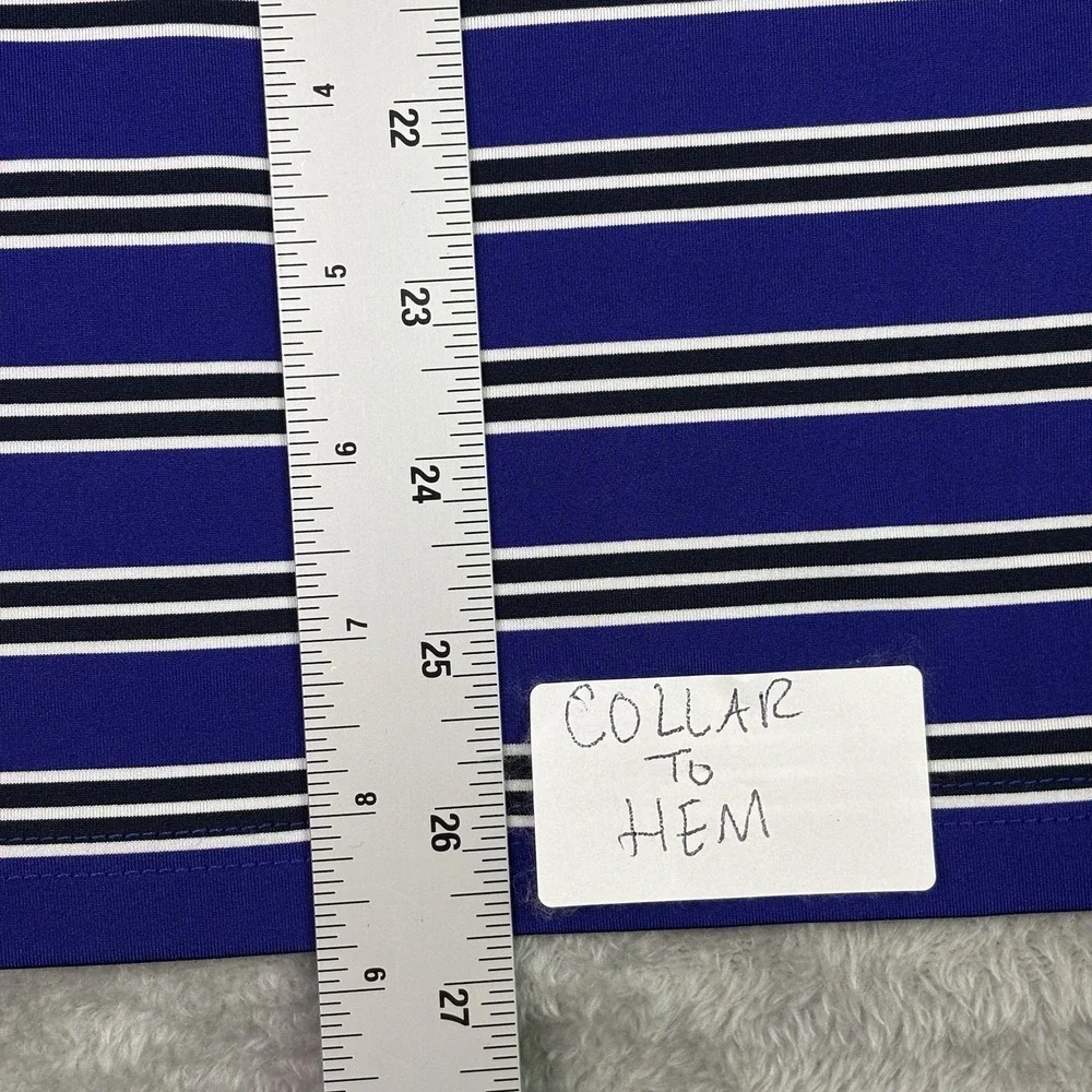 RLX Ralph Lauren Polo Shirt Mens Large Performance Golf Stretch Striped Blue